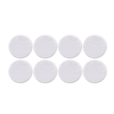 A collection of white circular bin filters for Max Yield Bins and Monotubs against a black background.