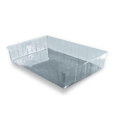 The rectangular clear plastic liners for Max Yield Bins monotubs on a transparent background.
