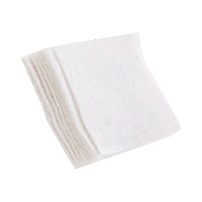 A stack of small white square filters for use with 4" duct fans as inline filters. 