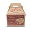 A square cardboard box with a handle containing a pink oyster mushroom grow kit from Far West Fungi
