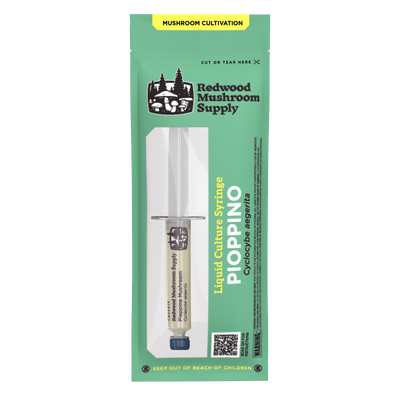 Redwood Mushroom Supply Pioppino Mushroom Liquid Culture Syringe Packaging